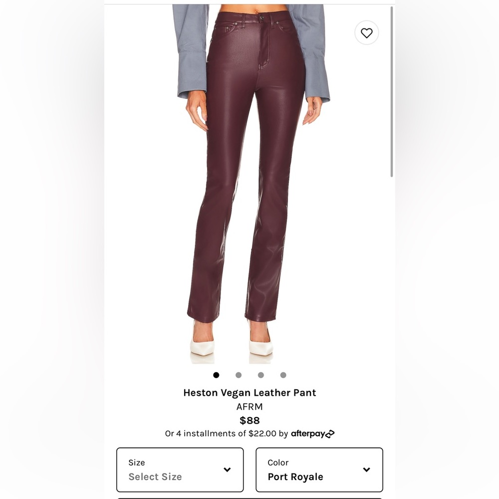 AFRM Size 24 Vegan Leather Pant